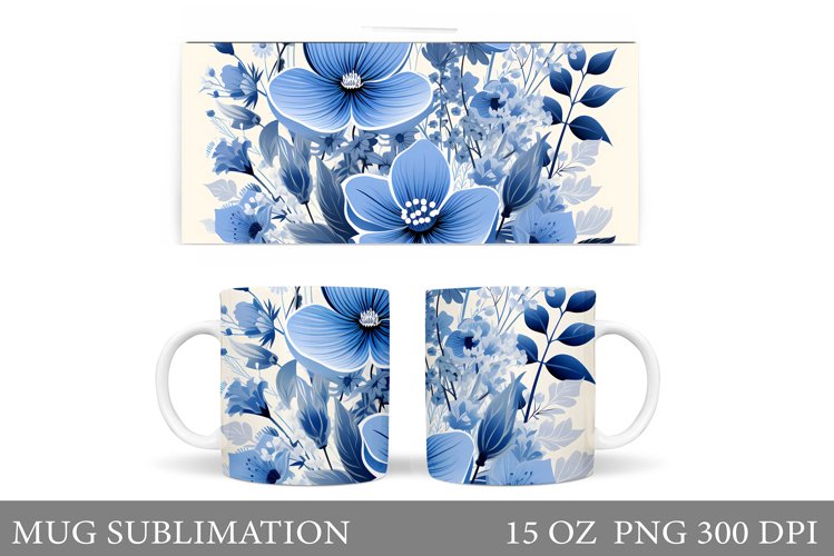 Flowers Mug Wrap Design. Wildflowers Mug Sublimation