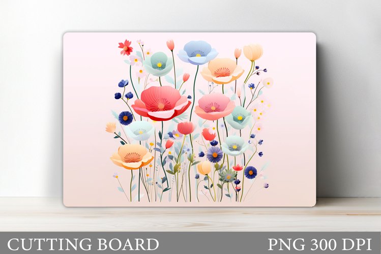 Wildflowers Cutting Board. Flowers Cutting Board Sublimation example image 1