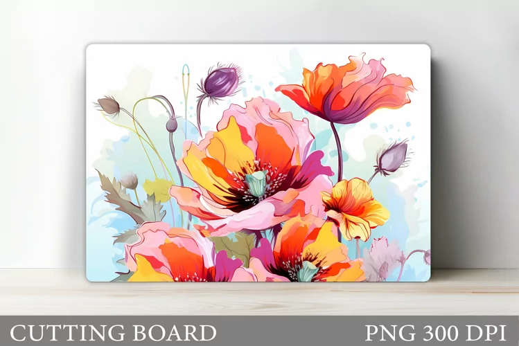 Wildflowers Cutting Board. Flowers Cutting Board Sublimation