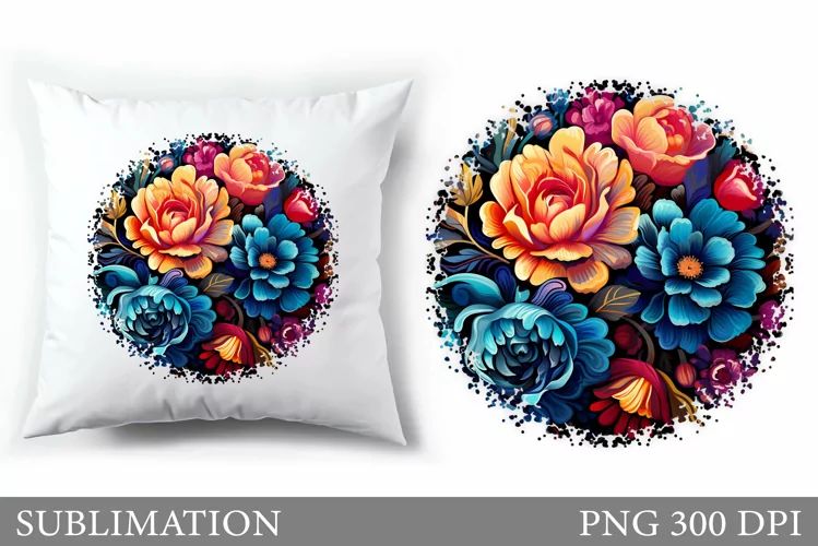 Floral Sublimation. Flowers Pillow Sublimation