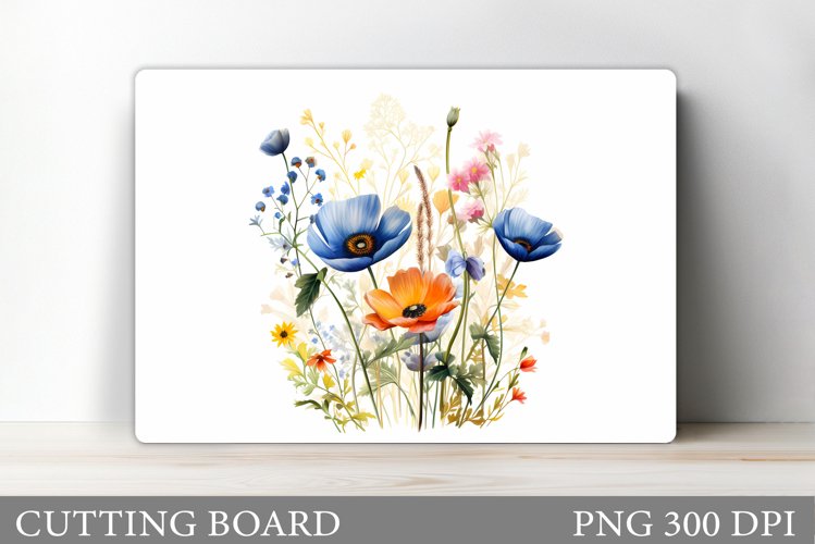 Flowers Cutting Board Sublimation. Wildflowers Cutting Board example image 1