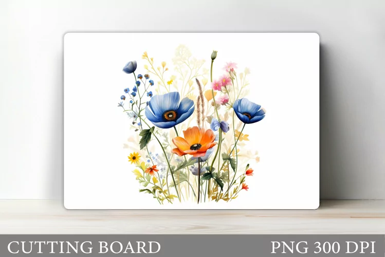 Flowers Cutting Board Sublimation. Wildflowers Cutting Board
