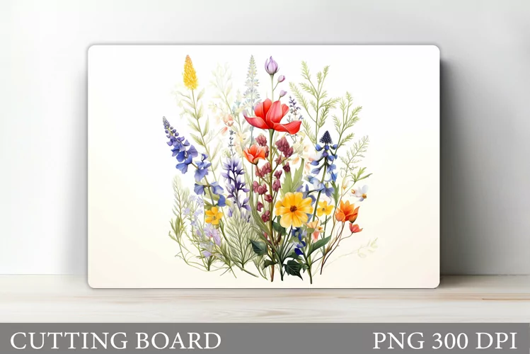 Wildflowers Cutting Board. Flowers Cutting Board Sublimation