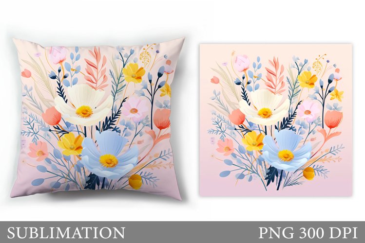 Flowers Sublimation. Wildflowers Pillow Sublimation