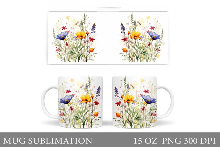 Flowers Mug Sublimation. Wildflowers Mug Design example image 1