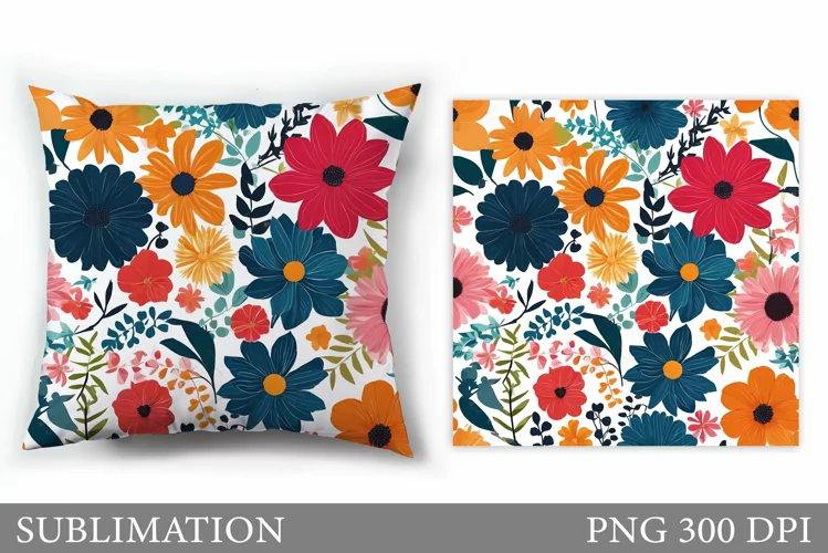 Floral Sublimation. Flowers Pillow Sublimation