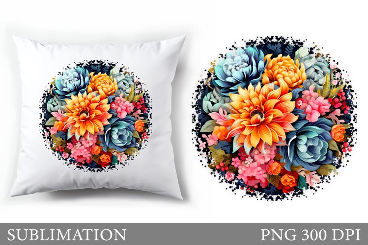 Flowers Sublimation. Flowers Pillow Sublimation example image 1
