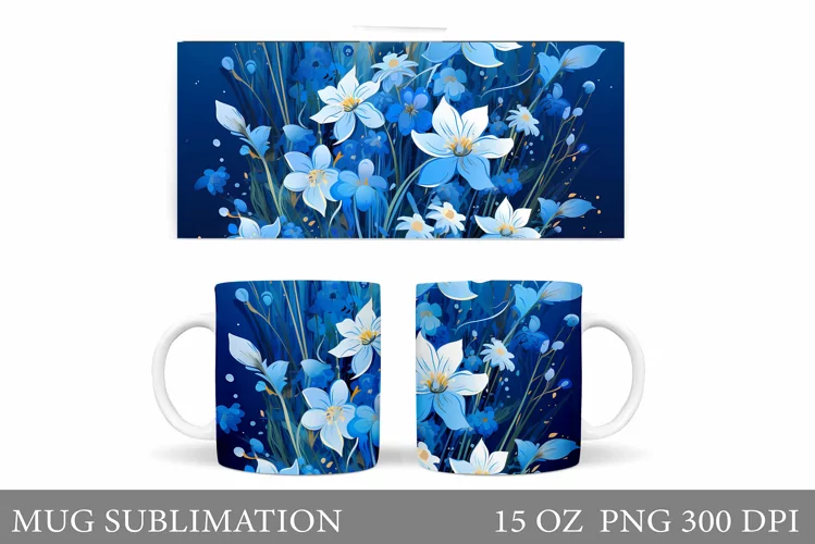 Flowers Mug Sublimation. Flowers Mug Wrap Design