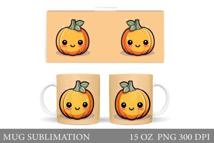 Cute Pumpkin Mug Wrap. Halloween Mug Wrap Sublimation example image 1