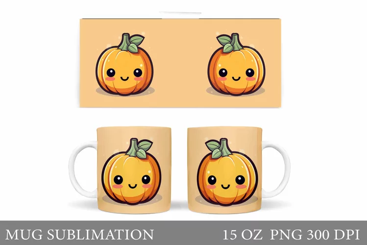 Cute Pumpkin Mug Wrap. Halloween Mug Wrap Sublimation
