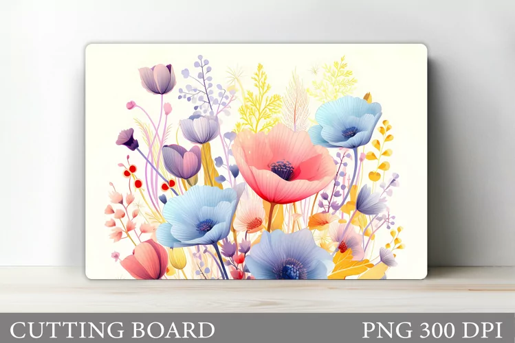 Flowers Cutting Board Sublimation. Wildflowers Cutting Board