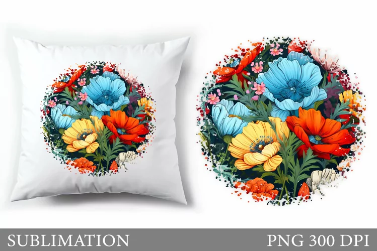 Flowers Pillow Sublimation. Summer Sublimation