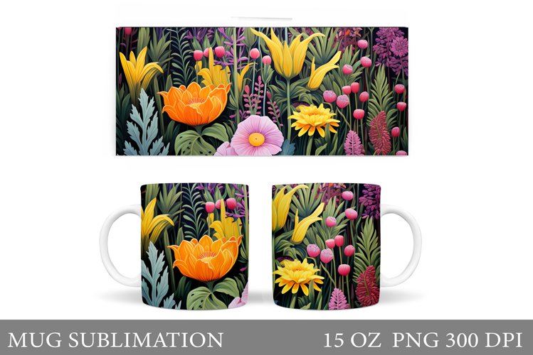 Flowers Mug Design. Floral Mug Sublimation example image 1