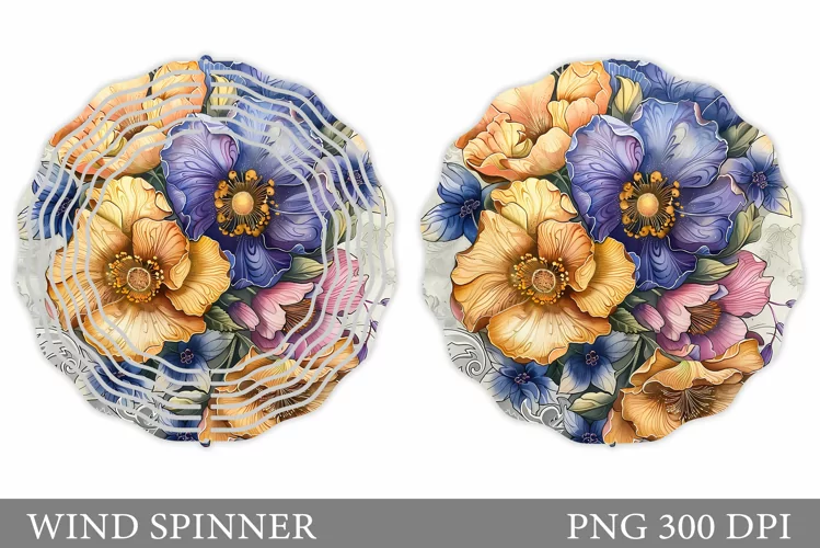 Floral Wind Spinner Sublimation. Flowers Wind Spinner Design