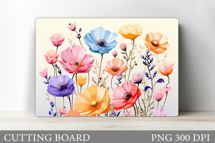 Wildflowers Cutting Board. Flowers Cutting Board Sublimation