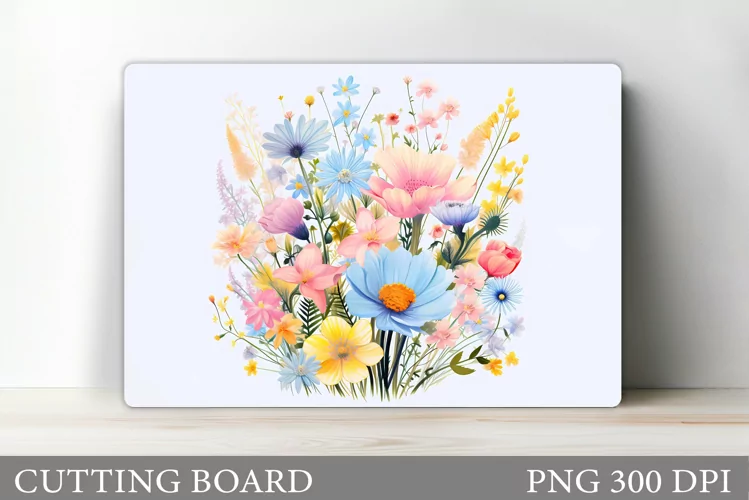 Flowers Cutting Board Sublimation. Wildflowers Cutting Board
