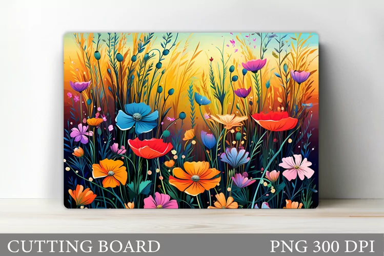 Flowers Cutting Board Design. Flowers Sublimation