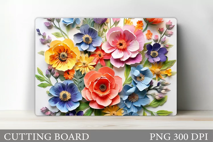 3D Wildflowers Cutting Board. Kitchen Cutting Board Design