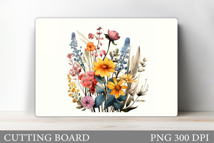 Flowers Cutting Board Sublimation. Wildflowers Cutting Board example image 1