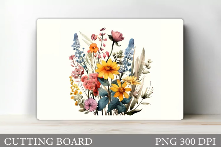 Flowers Cutting Board Sublimation. Wildflowers Cutting Board