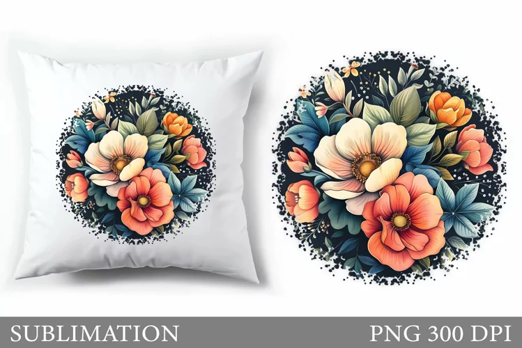 Floral Sublimation. Flowers Pillow Sublimation