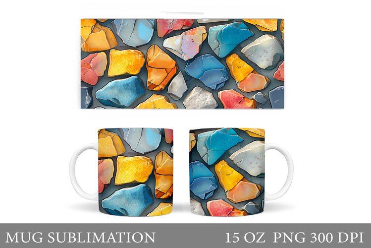3D Stones Mug Design. 3D Stones Mug Wrap Sublimation