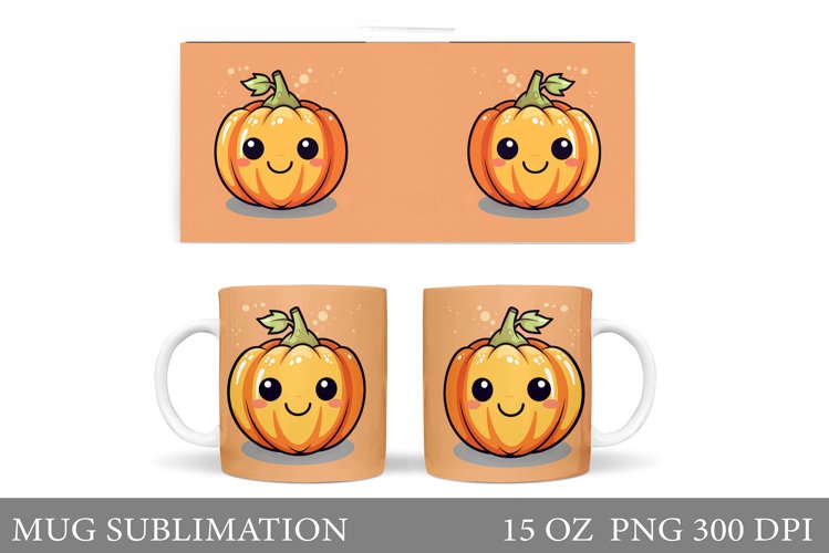 Cute Pumpkin Mug Sublimation. Halloween Pumpkin Mug Wrap