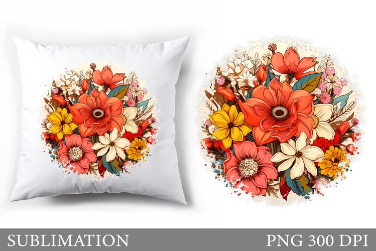 Floral Sublimation. Wildflowers Pillow Sublimation