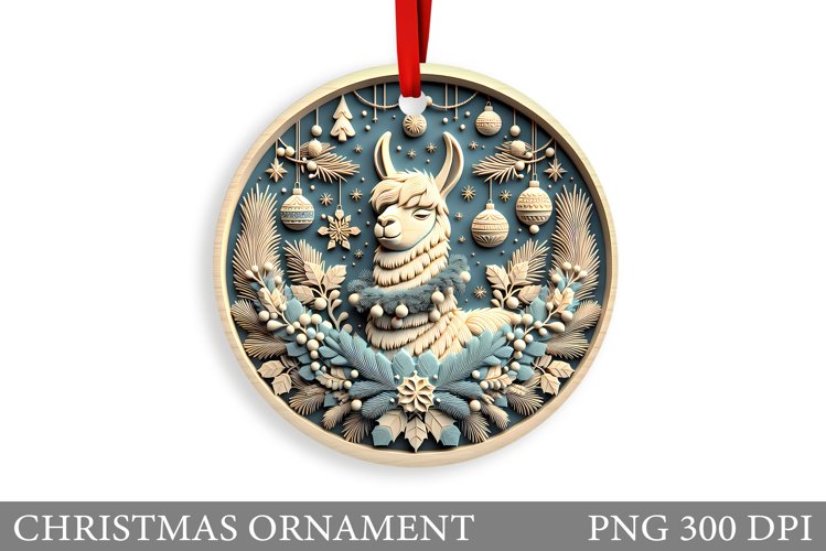 Cute Lama Christmas Ornament. Christmas Ornament Sublimation example image 1