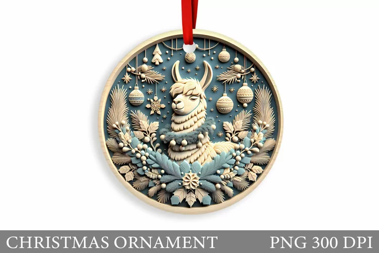 Cute Lama Christmas Ornament. Christmas Ornament Sublimation