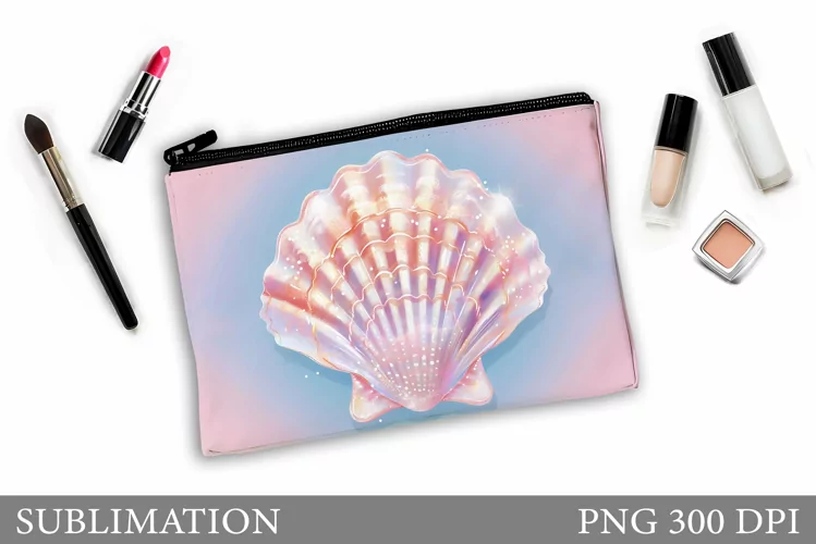 Seashell Makeup Bag Design. 3D Seashell Sublimation