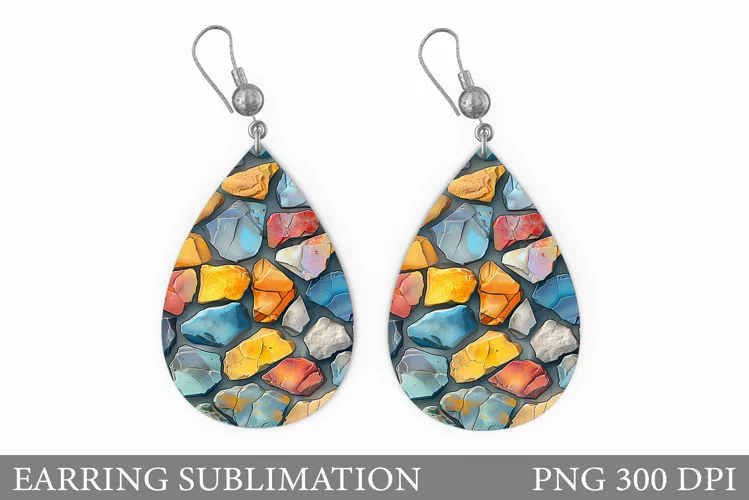 Stones Teardrop Earring. Stones Earring Sublimation