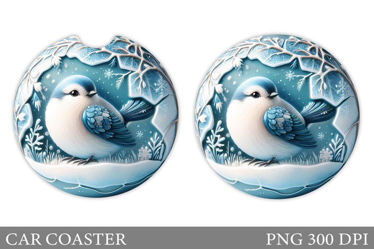 Christmas Bird Car Coaster. Christmas Car Coaster Design example image 1