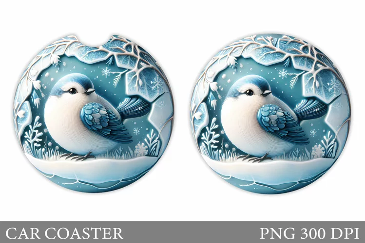 Christmas Bird Car Coaster. Christmas Car Coaster Design