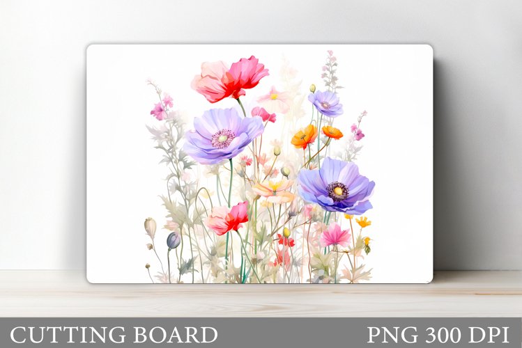 Flowers Cutting Board Sublimation. Wildflowers Cutting Board example image 1