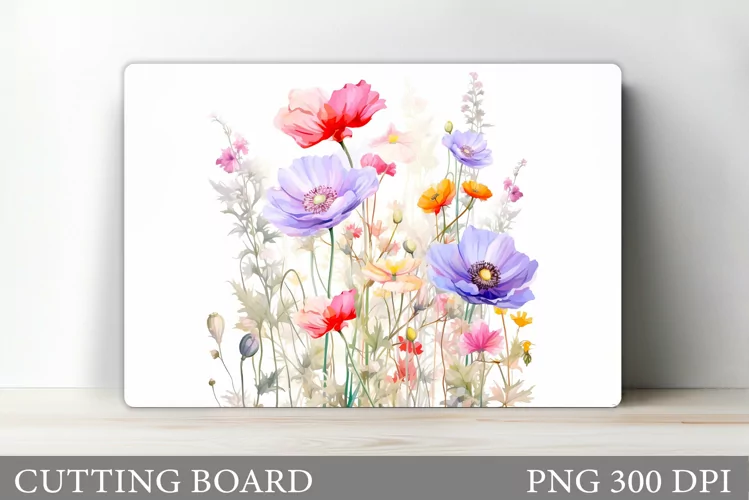 Flowers Cutting Board Sublimation. Wildflowers Cutting Board