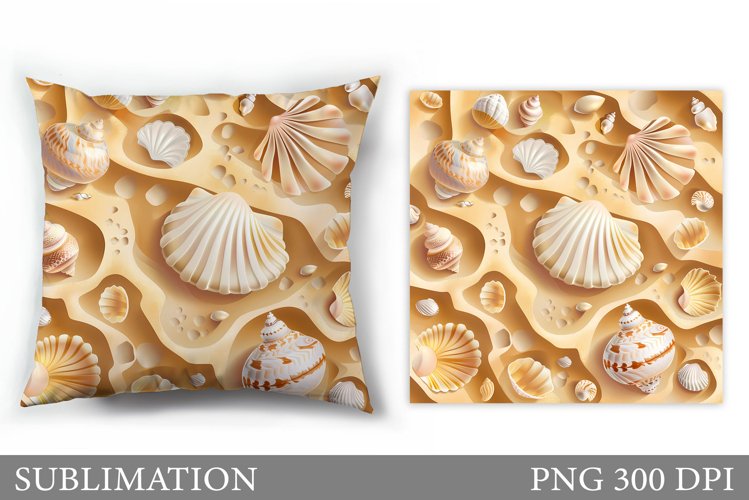 Seashell Pillow Sublimation. Seashell Sublimation example image 1