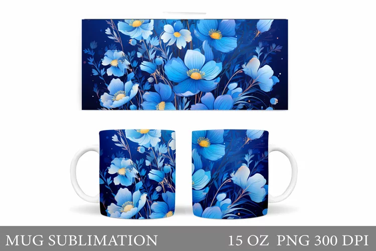 Flowers Mug Sublimation. Flowers Mug Wrap Design
