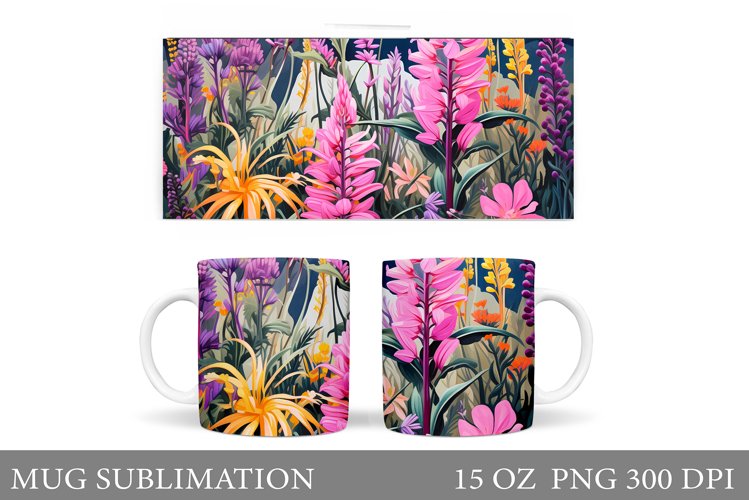 Flowers Mug Design. Floral Mug Sublimation example image 1