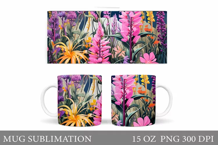 Flowers Mug Design. Floral Mug Sublimation