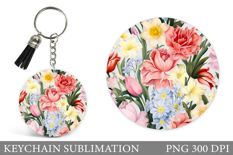 Flowers Keychain Sublimation. Flowers Keychain Design