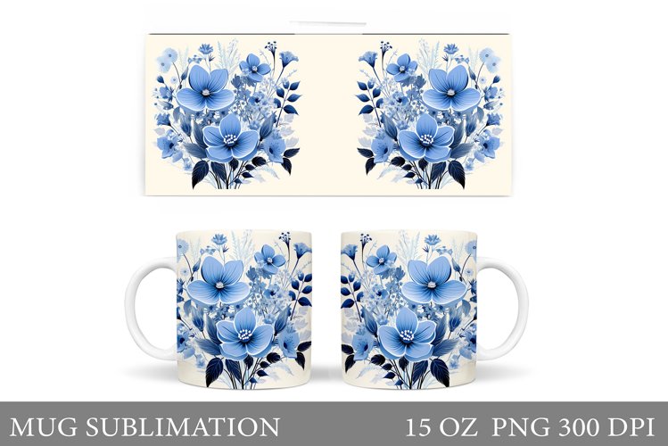 Flowers Mug Sublimation. Floral Mug Wrap Design example image 1