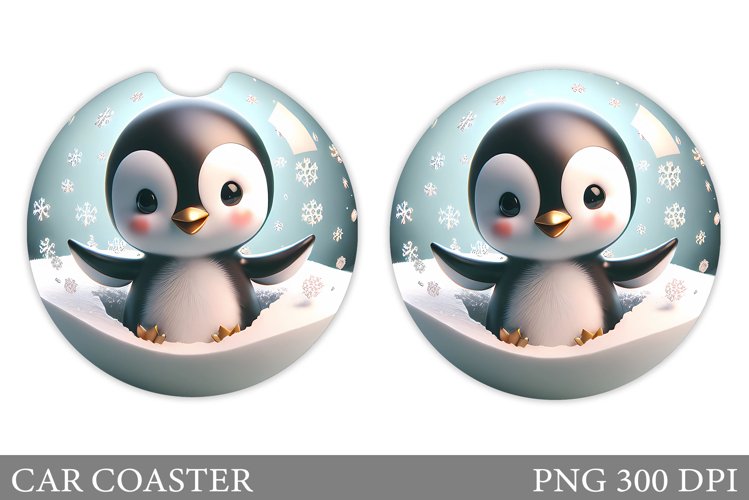 Cute Penguin Car Coaster. Cute Penguin Coaster Sublimation