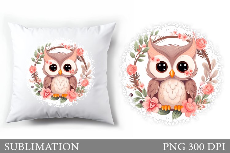 Owl Pillow Sublimation. Cute Owl Round Sublimation