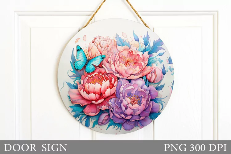 Floral Door Sign Sublimation. Flowers Door Sign Design