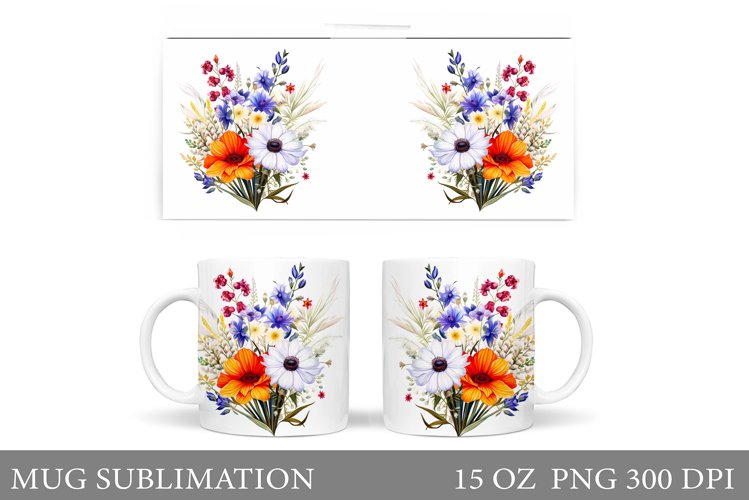 Flowers Mug Sublimation. Wildflowers Mug Design example image 1