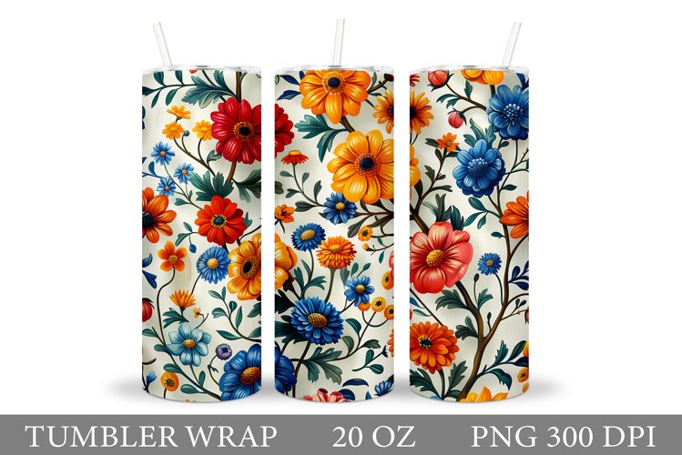 Flowers Tumbler Sublimation. Floral Tumbler Design