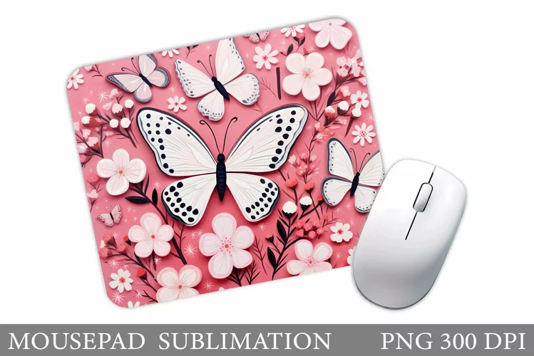 Butterflies Mouse Pad Design. Flowers Mouse Pad Sublimation