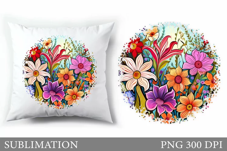 Floral Sublimation. Flowers Pillow Sublimation