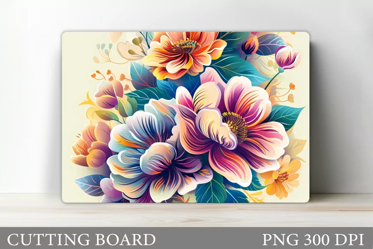 Flowers Cutting Board. Kitchen Cutting Board Sublimation